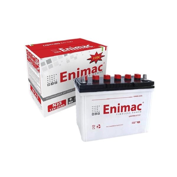 Bình Ắc Quy Xe Tải, Xe Ô Tô 12V-25Ah, Ắc Quy ENIMAC N25-2 Cọc