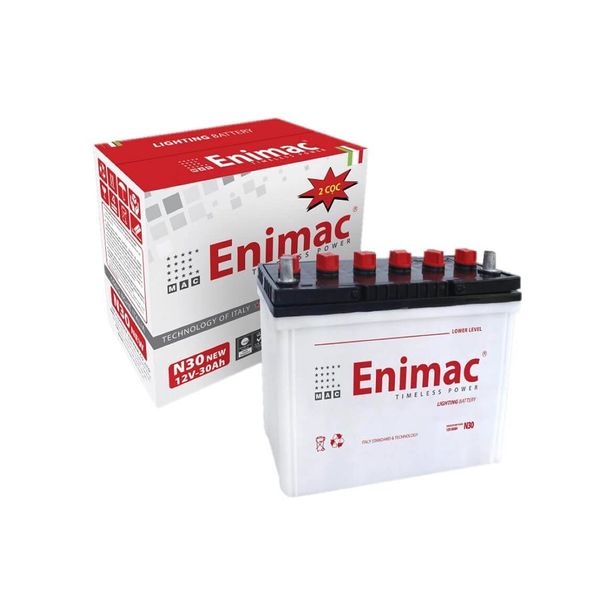 Bình Ắc Quy Xe Tải, Xe Ô Tô 12V-30Ah, Ắc Quy ENIMAC N30-2 Cọc