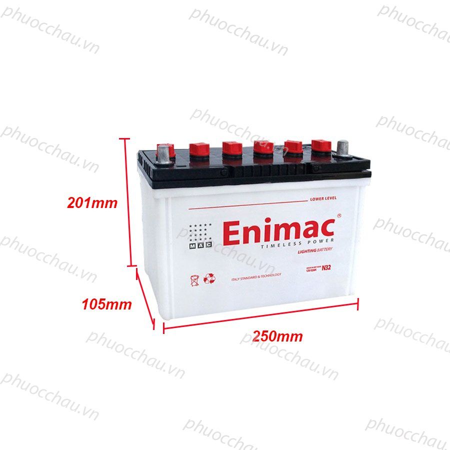 Bình Ắc Quy Xe Tải, Xe Ô Tô 12V-32Ah, Ắc Quy ENIMAC N32-2 Cọc