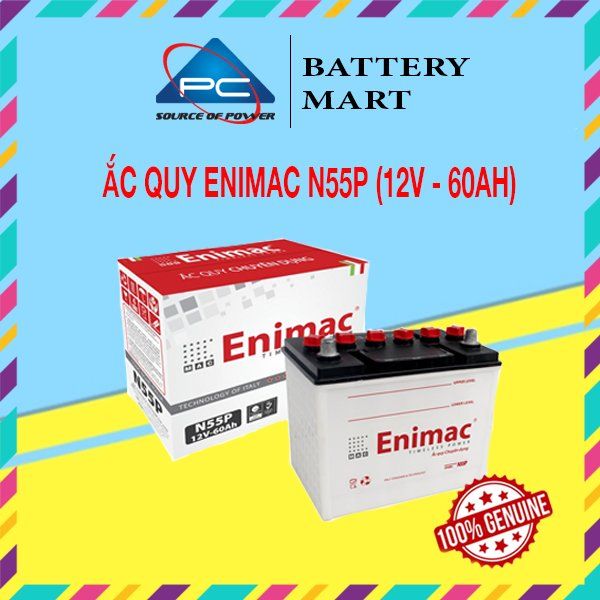 Bình Ắc Quy Xe Tải, Xe Ô Tô 12V-60Ah, Ắc Quy ENIMAC N55P