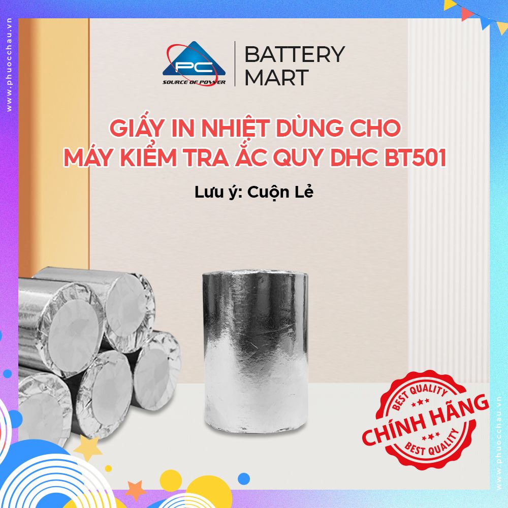 Combo 10 Cuộn giấy in nhiệt cho thiết bị kiểm tra ắc quy ô tô và hệ thống điện DHC BT501