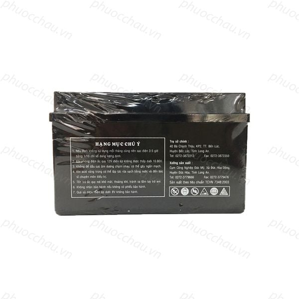 Bình ắc quy khô GLOBE WP7A-BS 12V-7AH ắc quy lùn cho xe Atila Spacy Vespa mặt sau có tem hướng dẫn sử dụng và cảnh báo an toàn