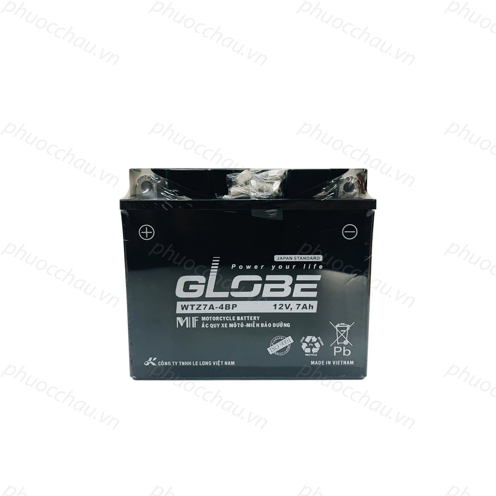 Ắc Quy Khô GLOBE WTZ7A-4BP 12V-7AH | Bình ắc quy dành cho xe máy Yamaha Nouvo I, II, III đời cũ