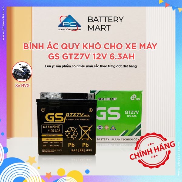 Bình ắc quy xe NVX 155 GS khô GTZ7V 12V 6.3Ah kèm vỏ hộp, ảnh quảng cáo sản phẩm chính hãng