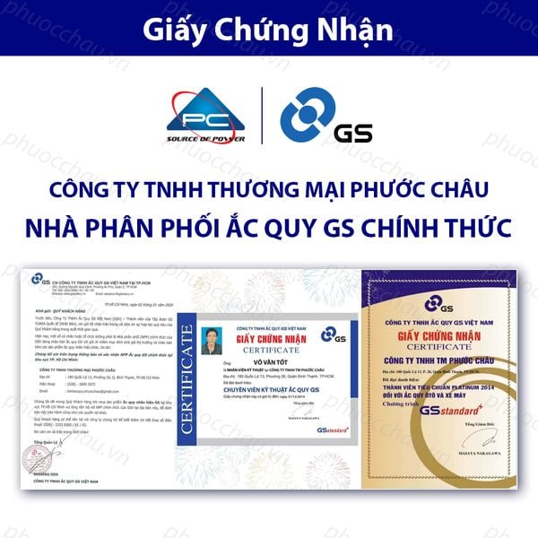 Ắc quy GS MF 105D31R 12V-90AH kèm giấy chứng nhận nhà phân phối ắc quy GS chính thức