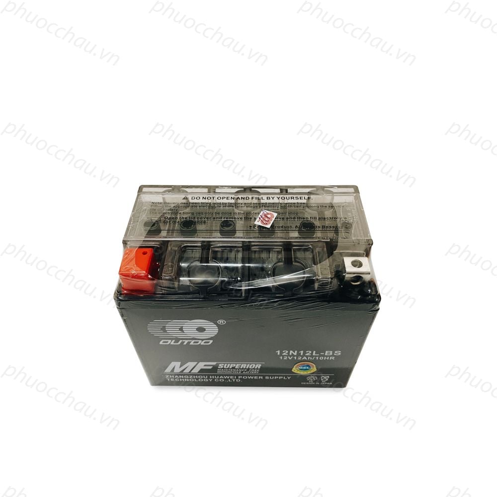 Ắc Quy khô OUTDO 12N12L-BS 12V 12AH dùng cho Xe Vespa, Mô Tô Phân Khối Lớn, ắc quy phụ xe Mercedes
