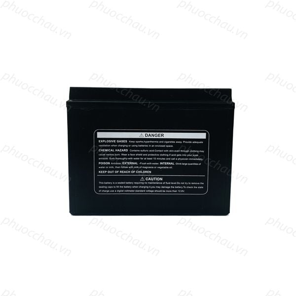 Bình ắc quy xe moto OUTDO UTX24HL-BS 12V 21Ah mặt sau vỏ đen nhám in tem cảnh báo DANGER