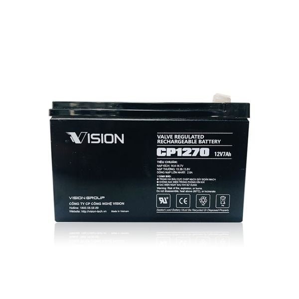 Ắc Quy Vision 12V-7Ah CP1270 - Chuyên Dùng Cho Nguồn Dự Phòng (UPS, Inverter,..)