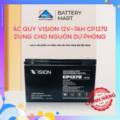 Ắc Quy Vision 12V-7Ah CP1270 - Chuyên Dùng Cho Nguồn Dự Phòng (UPS, Inverter,..)