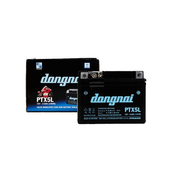 Ắc quy Đồng Nai PTX5L 12V-3.5Ah Wave RS Rsx Rsv S, Nouvo456, Airblade110, Hayate X-Bike SKY Exciter Luvias Cub
