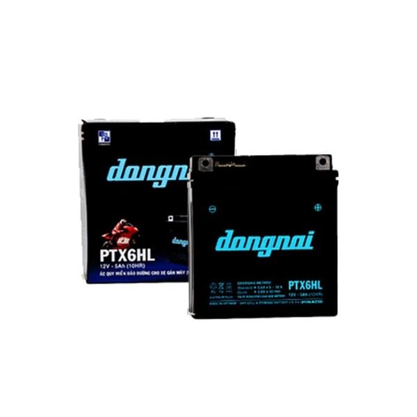 Ắc Quy Đồng Nai PTX6HL 12V-5Ah cho xe máy Dream, Wave, Future, Sirius, Jupiter, Taurus, Mio