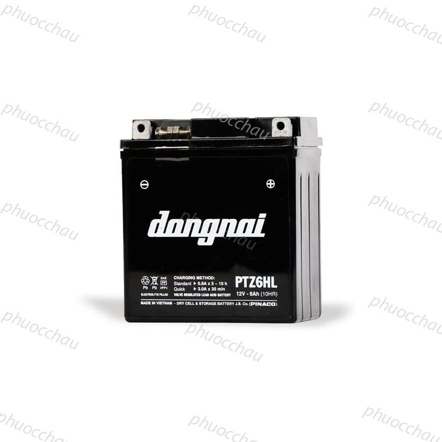 Ắc Quy Đồng Nai PTZ6HL 12V-6Ah cho xe máy Dream, Wave, Future, Sirius, Jupiter, Taurus, Mio