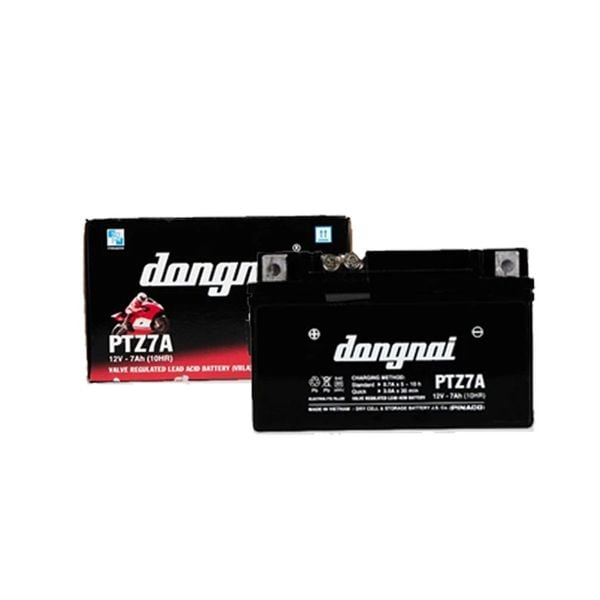 Ắc Quy Đồng Nai PTZ7A 12V-7Ah cho xe máy Atila, Piagio, Spacy ,Vespa, Zip, Môtô