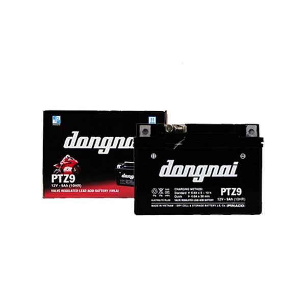 Ắc Quy Đồng Nai PTZ9 12V-9Ah cho xe máy Atila, Vespa, Spacy, Kawasaki