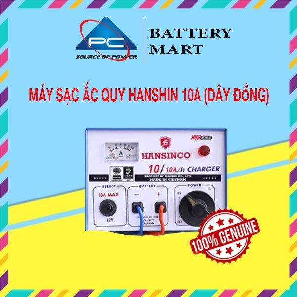 Máy Sạc Ắc Quy HanShin Tăng Giảm 10A (12V, Dây Đồng)