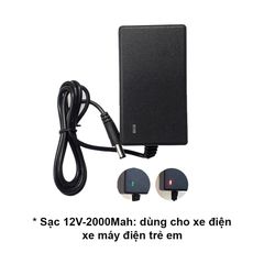 Sạc Xe Điện 12V-1000Mah/2000Mah, dùng cho Xe Điện, Xe Máy Điện Trẻ Em, Có Đèn Báo Sạc