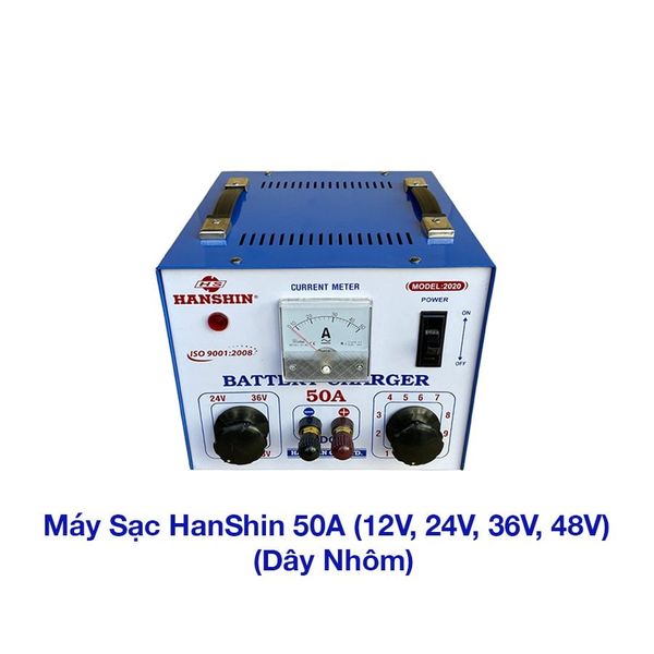 Máy Sạc Ắc Quy HanShin Tăng Giảm 50A (12V, 24V, 36V, 48V, Dây Nhôm & Dây Đồng)