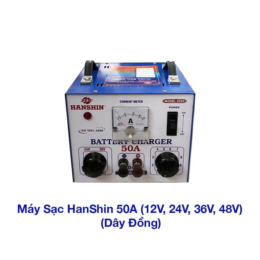 Máy Sạc Ắc Quy HanShin Tăng Giảm 50A (12V, 24V, 36V, 48V, Dây Nhôm & Dây Đồng)