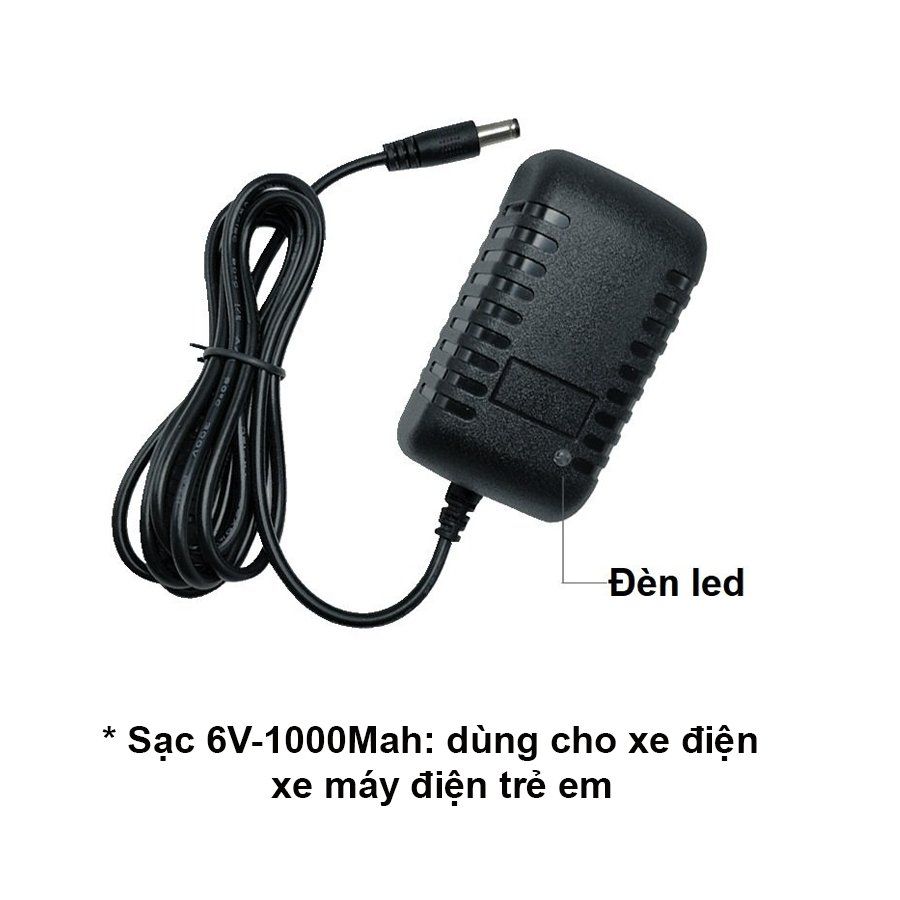 Sạc Xe Điện 6V-500Mah/1000Mah, dùng cho Xe Điện, Xe Máy Điện Trẻ Em, Có Đèn Báo Sạc