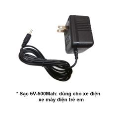 Sạc Xe Điện 6V-500Mah, dùng cho Xe Điện, Xe Máy Điện Trẻ Em, Có Đèn Báo Sạc