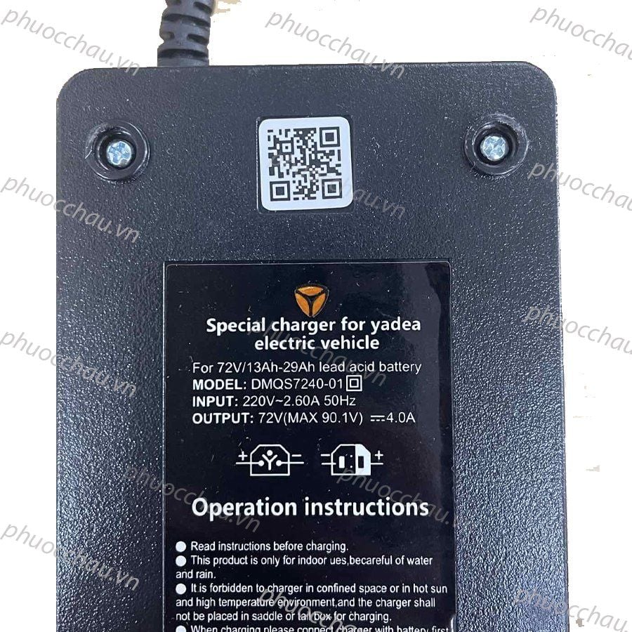 Sạc Xe Điện 72V-3A/4A/6A - Phụ Kiện Chính Hãng Cho Xe Điện Yadea