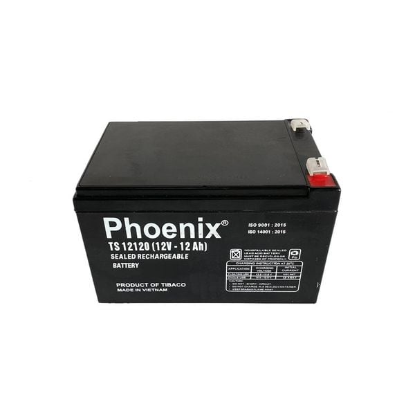 Bình Ắc Quy Khô PHOENIX TS12120 12V-12AH Dùng Cho UPS, Loa Kéo, Bình Phun Thuốc Sâu, Cửa Cuốn