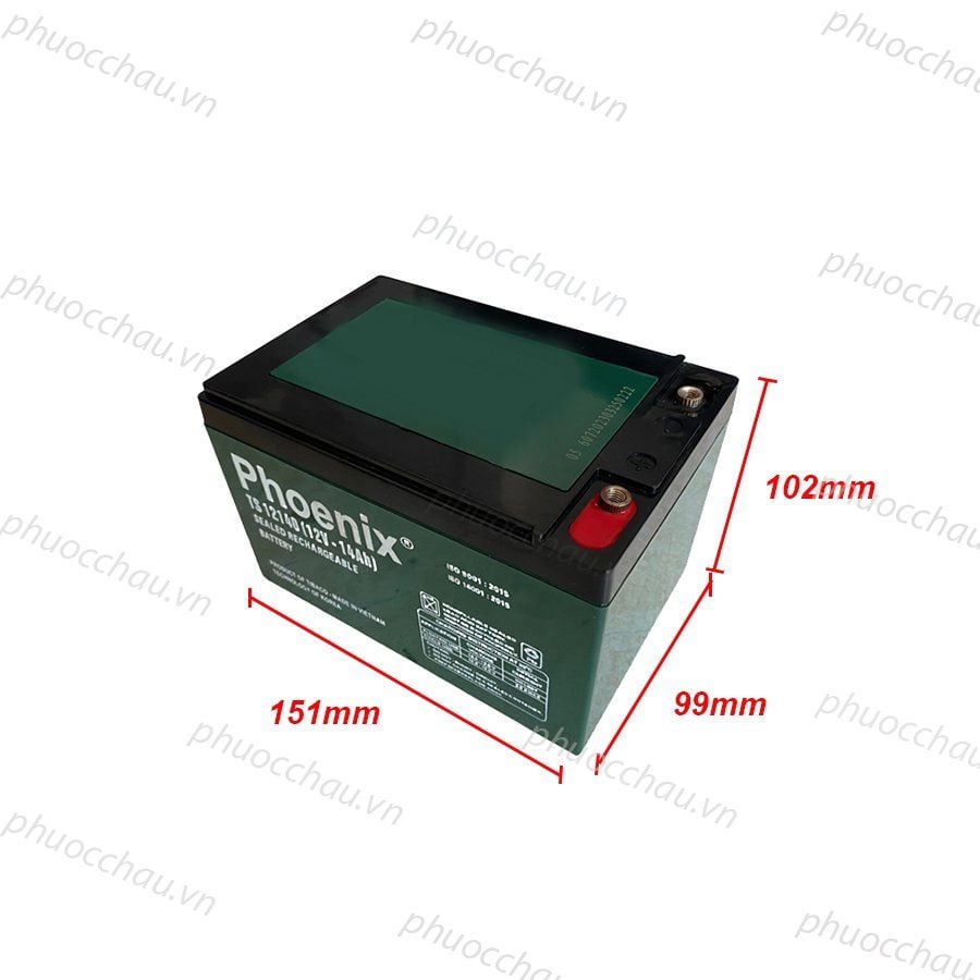 Bình Ắc Quy Khô PHOENIX TS12140 12V-14AH Dùng Cho UPS, Loa Kéo, Bình Phun Thuốc Sâu, Cửa Cuốn