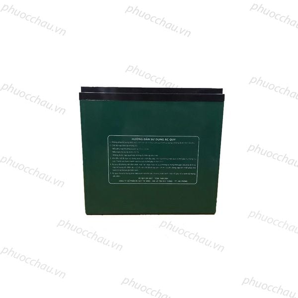 Bình ắc quy khô PHOENIX TS12200 12V-20Ah mặt sau vỏ xanh đen in hướng dẫn sử dụng ắc quy