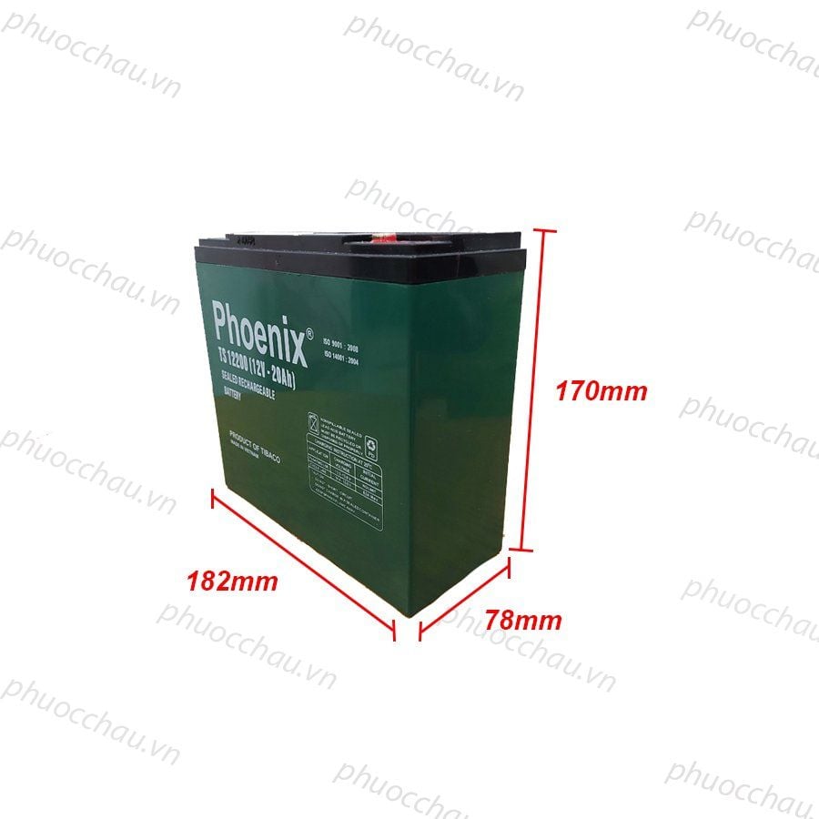 Bình Ắc Quy Khô PHOENIX TS12200 12V-20AH Dùng Cho UPS, Loa Kéo, Lưu Điện
