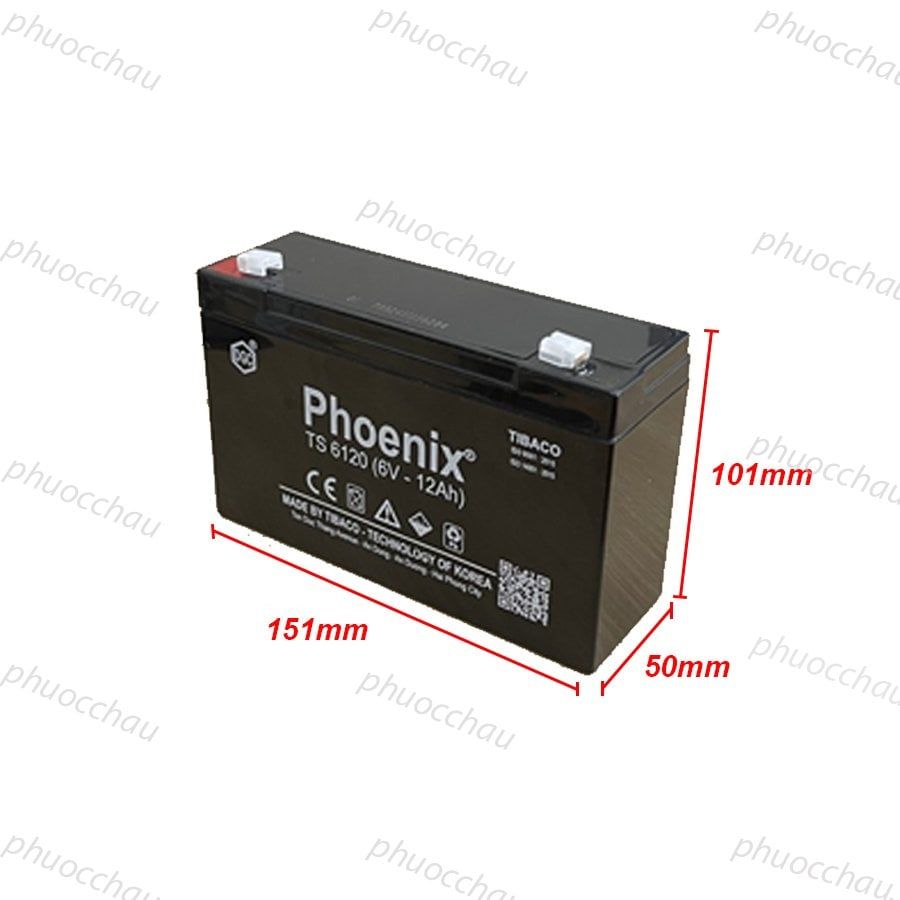 Ắc Quy PHOENIX TS6120 6V-12Ah  - Chuyên Dùng Cho Nguồn Dự Phòng (UPS, Inverter, ...)