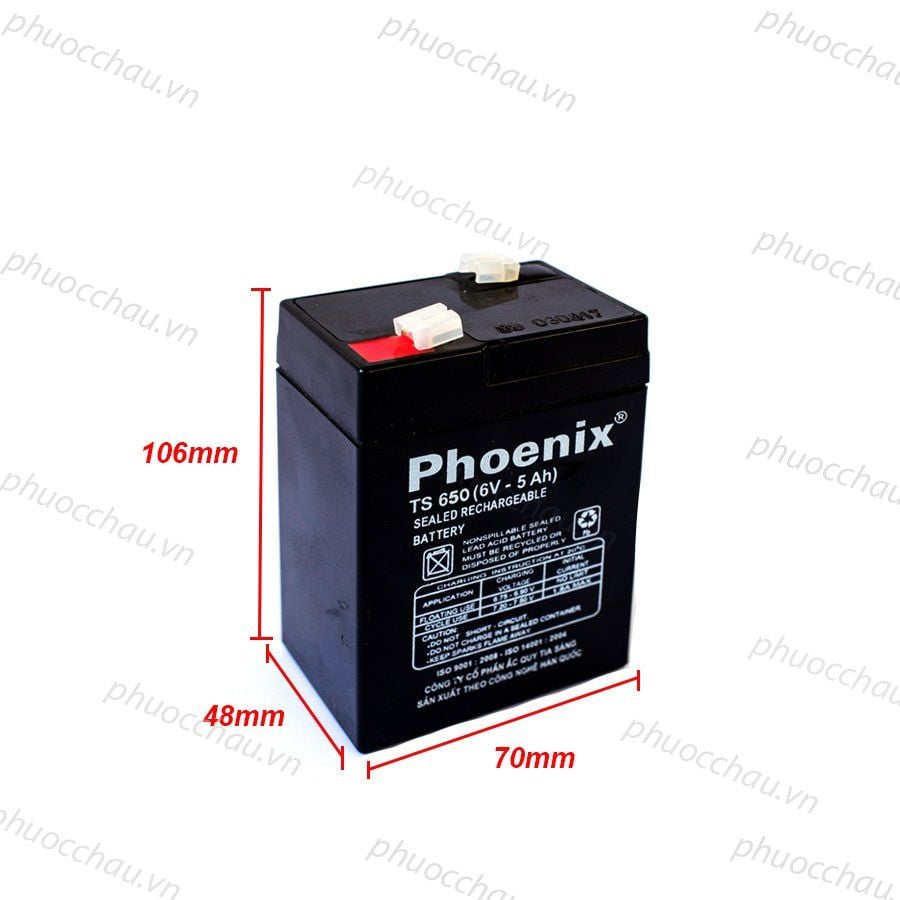 Ắc Quy PHOENIX TS650 6V-5Ah  - Chuyên Dùng Cho Nguồn Dự Phòng (UPS, Inverter, ...)
