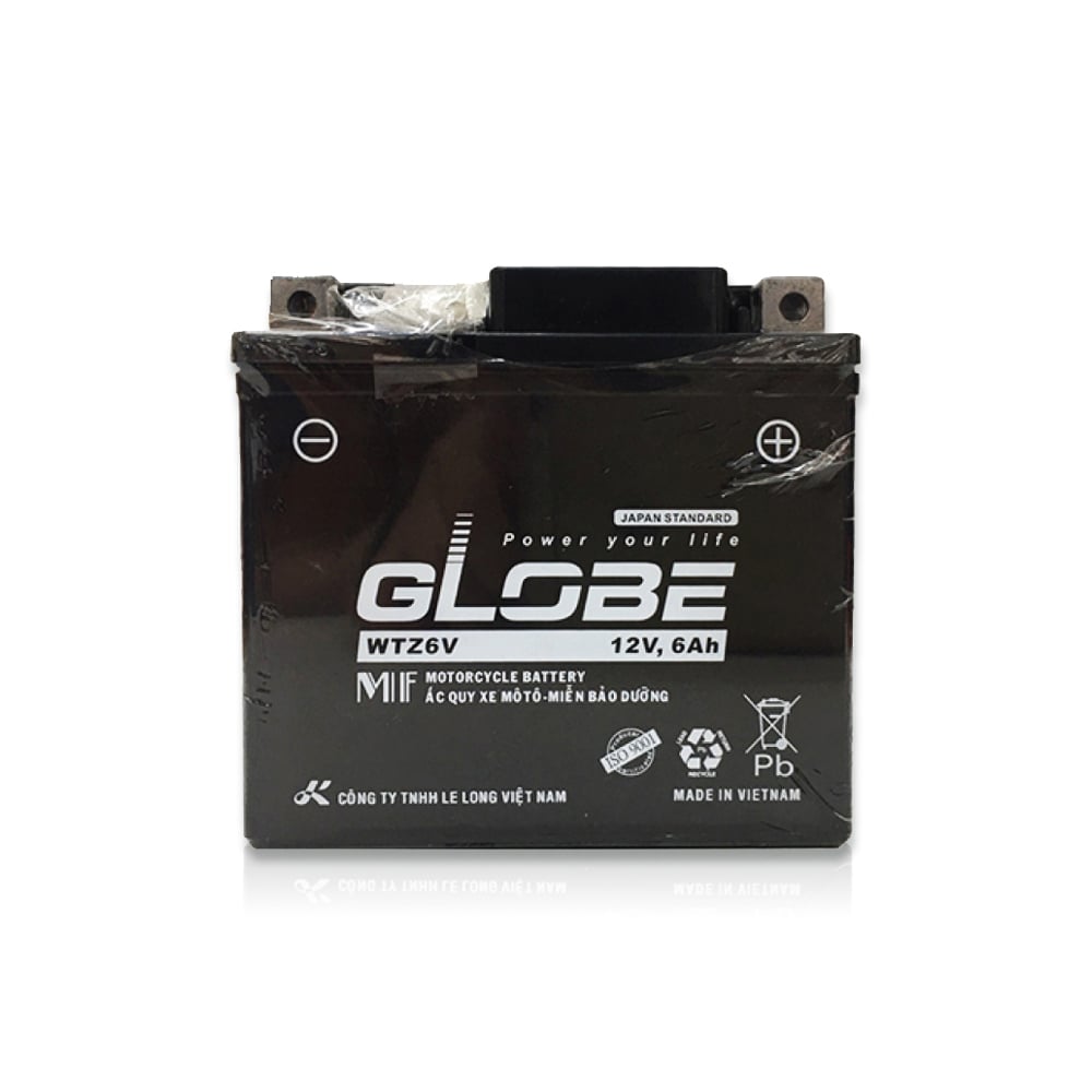 Ắc quy Globe WTZ6V 12V 6Ah chính hãng - bình thay cho SH Việt Nam và SH Mode