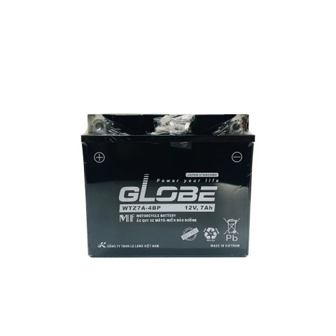 Ắc Quy Khô GLOBE WTZ7A-4BP 12V-7AH | Bình ắc quy dành cho xe máy Yamaha Nouvo I, II, III đời cũ