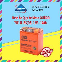 Bình ắc quy xe moto OUTDO YB14L-BS (DS) 12V-14AH, dùng cho xe Royal Enfield, Harley-Davidson, Ducati