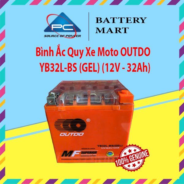 Ắc Quy Xe MOTO PHÂN KHỐI LỚN OUTDO YB32L-BS GEL (12V-32AH) - Bình Ắc Quy 12V