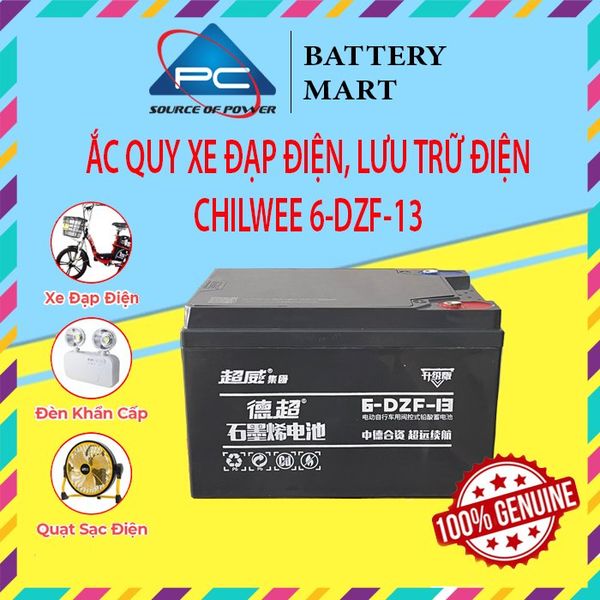 Ắc quy xe đạp điện Chilwee 6-DZF-13 12V 13AH ảnh quảng cáo sản phẩm ứng dụng cho xe đạp điện đèn khẩn cấp quạt sạc