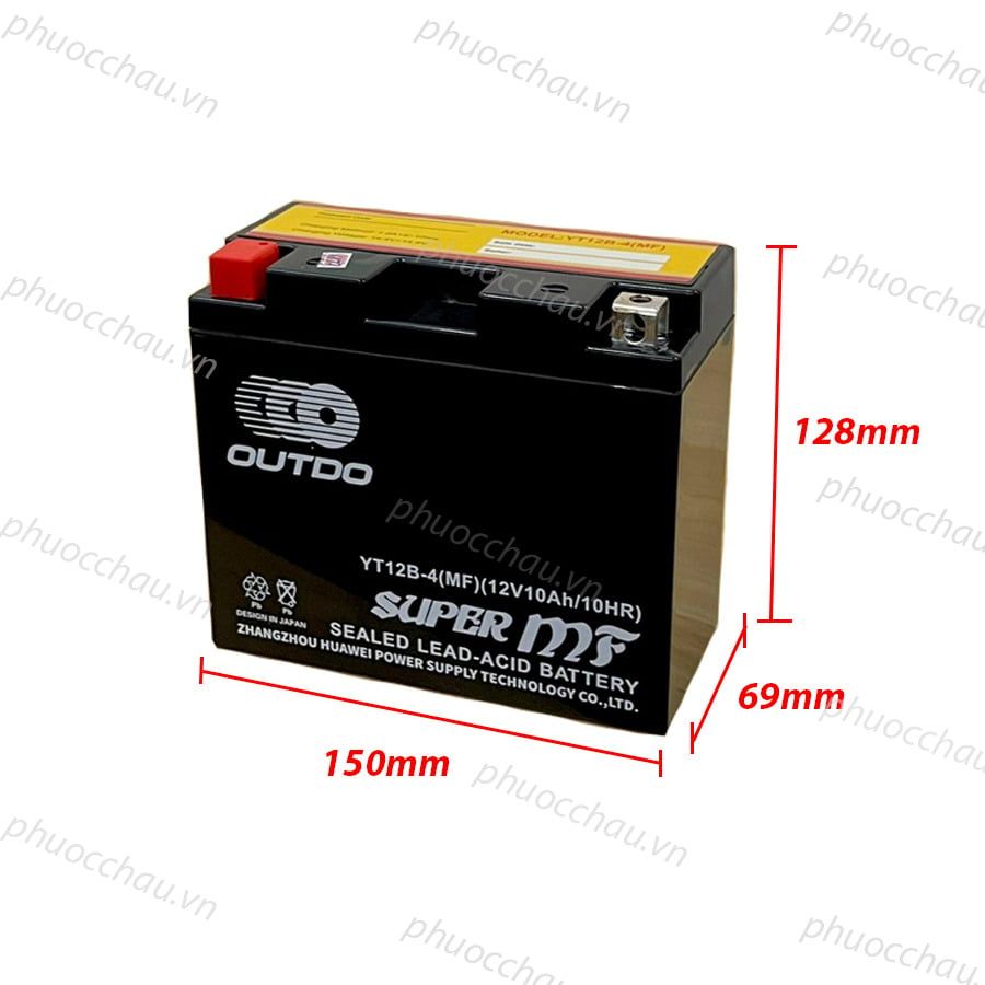 Bình ắc quy xe moto OUTDO YT12B-4 (MF) (12V - 10AH)