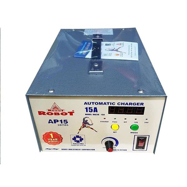 MÁY SẠC ẮC QUY ROBOT TỰ ĐỘNG 15A (12V-24V, Dây Đồng & Nhôm)