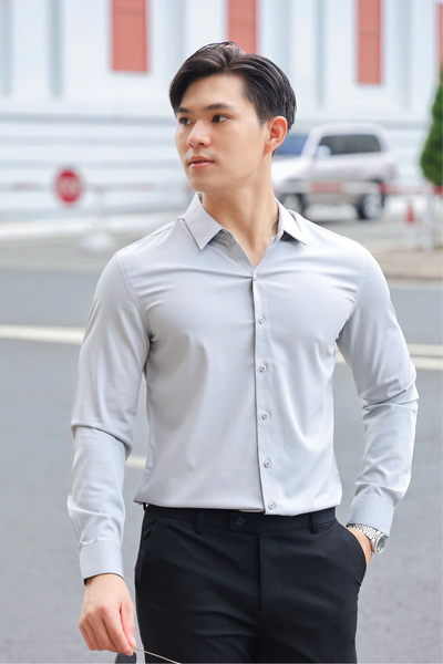ÁO SƠ MI NAM TAY DÀI MÀU XÁM