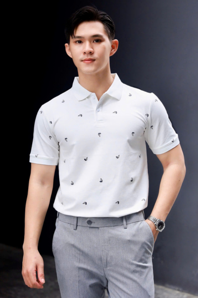 ÁO THUN POLO HỌA TIẾT TRẮNG VH003826