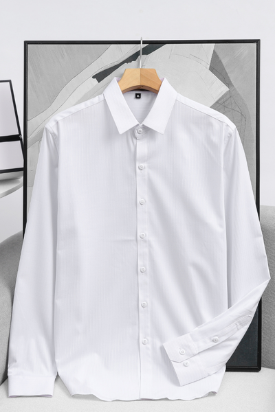 ÁO SƠ MI NAM TAY DÀI SỌC DỌC - TRẮNG T003682