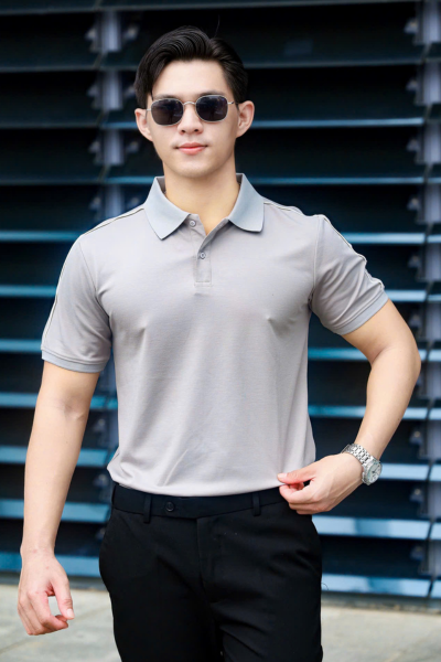 ÁO THUN POLO XÁM VIỀN TAY VH003702