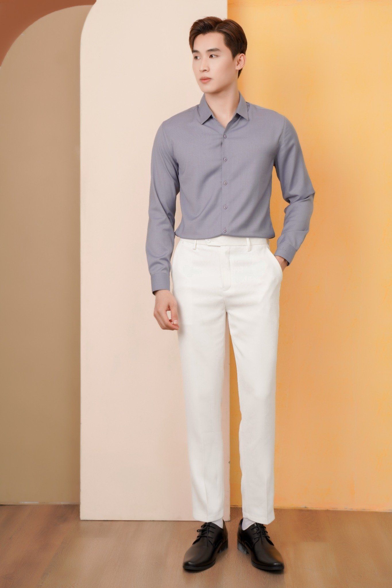 ÁO SƠ MI NAM TAY DÀI SP001359 - XÁM