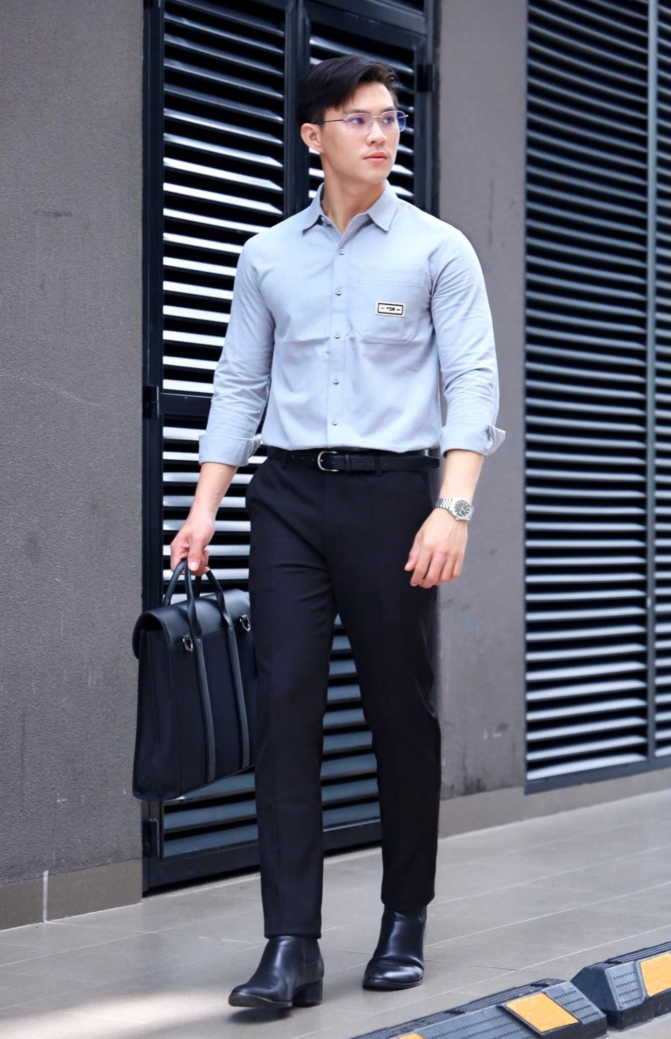 ÁO SƠ MI NAM TAY DÀI XANH DN002015