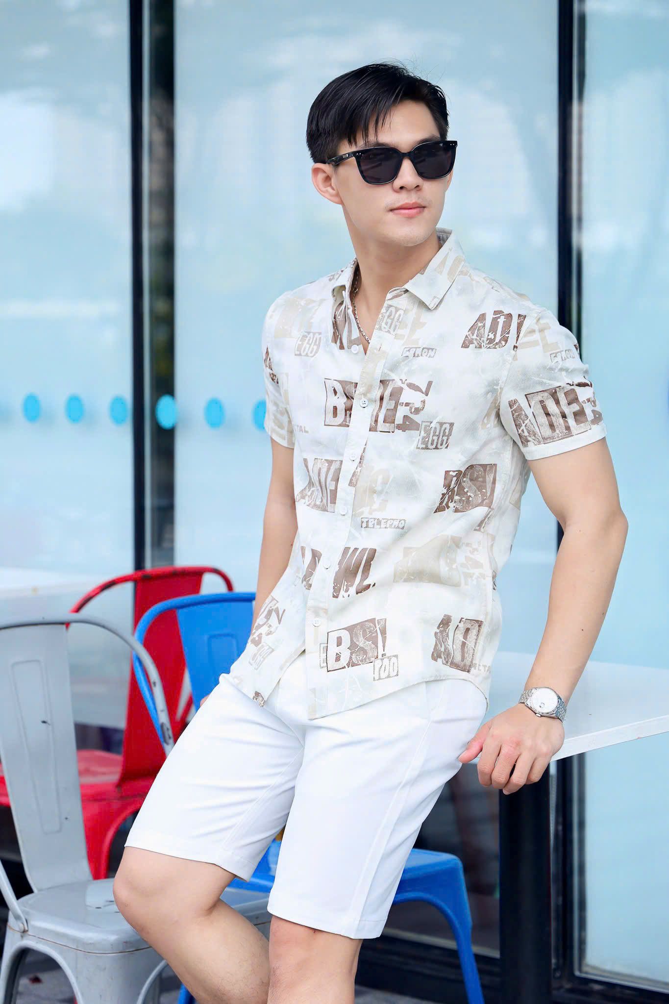 ÁO SƠ MI NAM TAY NGẮN HỌA TIẾT KEM T003701