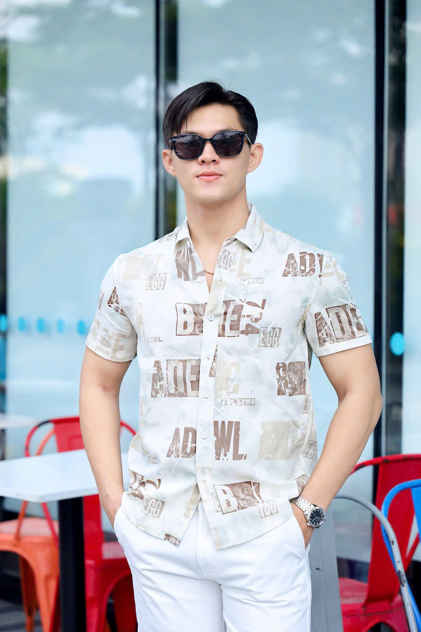 ÁO SƠ MI NAM TAY NGẮN HỌA TIẾT KEM T003701