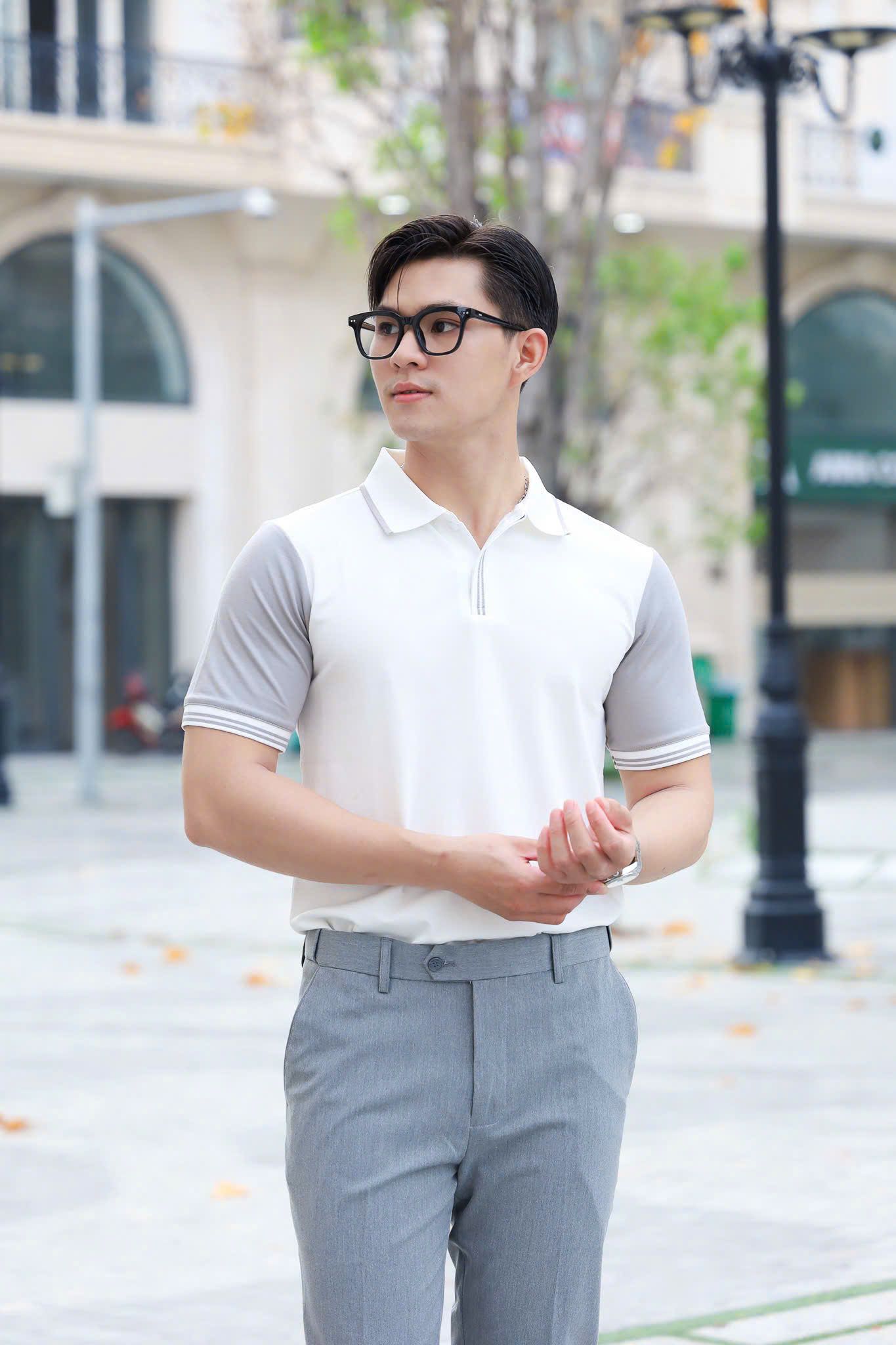 ÁO THUN POLO TRẮNG PHỐI TAY VH003825