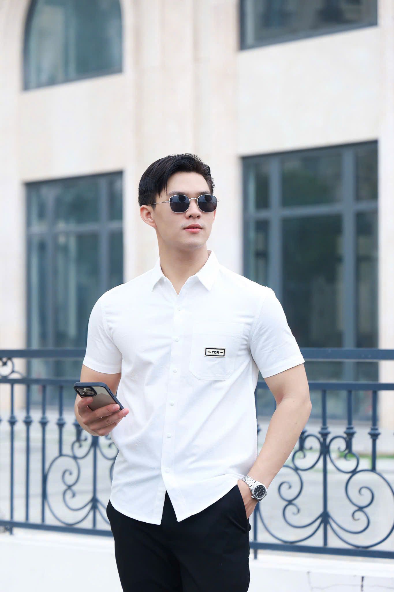 ÁO SƠ MI NAM TAY NGẮN TRẮNG DN002014