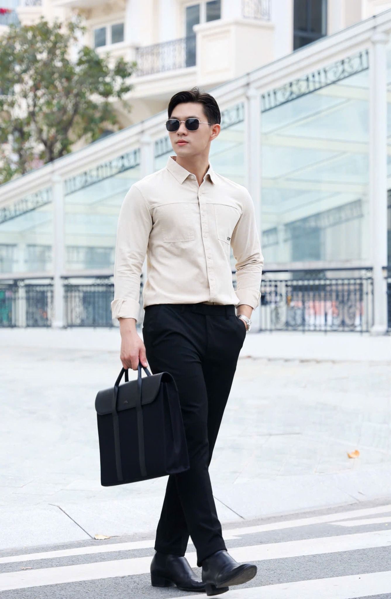ÁO SƠ MI NAM TAY DÀI KEM AT003896