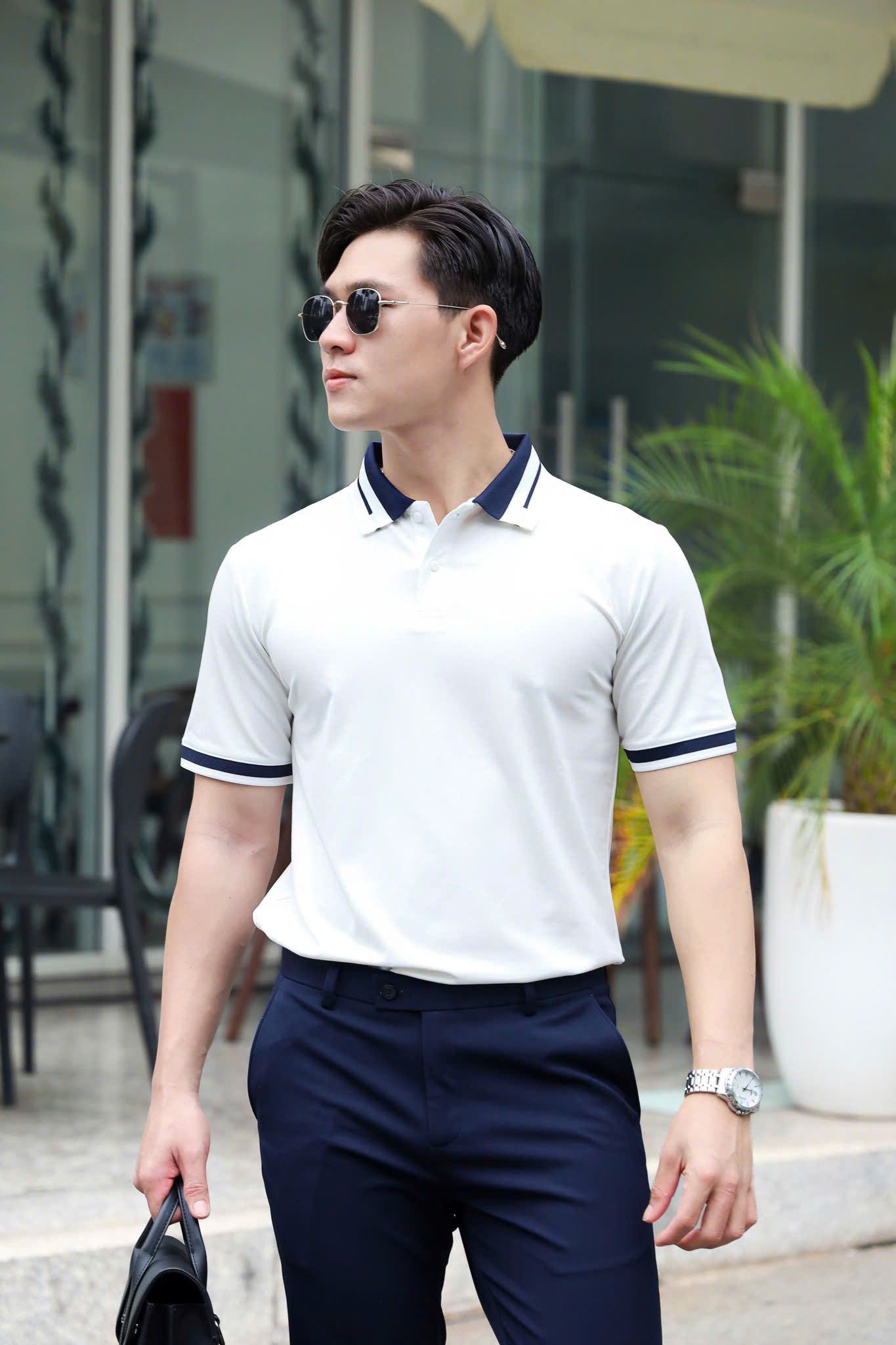 ÁO THUN POLO TRẮNG PHỐI CỔ VH003729